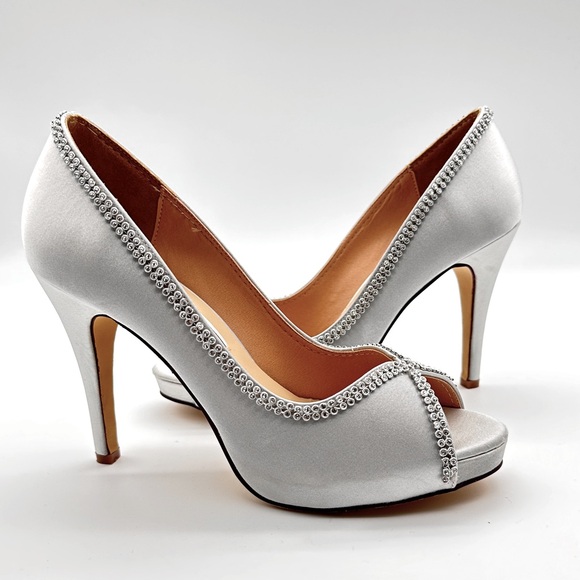 ELEGANTPARK‎ EP11083 Women Pumps Peep Toe Rhinestones Platform High Heels Sz 8 - Picture 1 of 10
